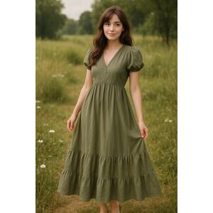 Hampton House Coco Dress in Mountain Blooms Green
